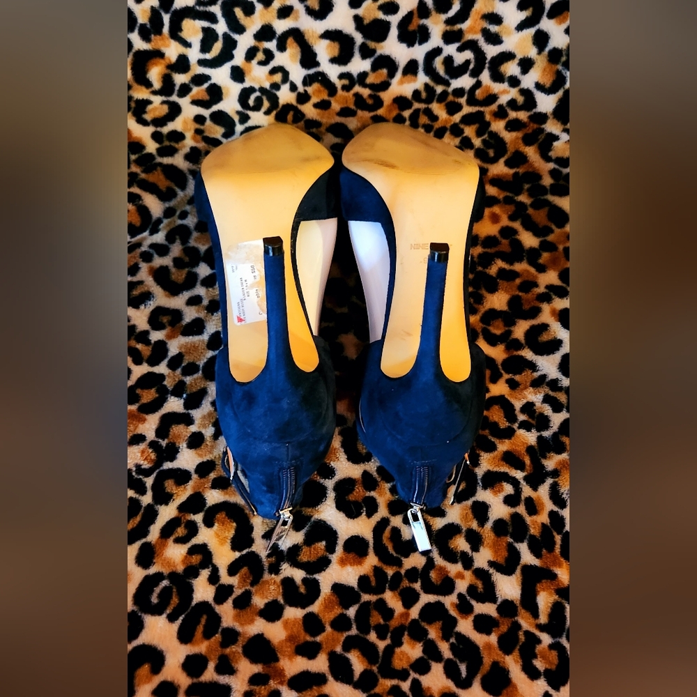 Nine West Teresa T-Strap Pumps in Navy Suede - Picture 15 of 16